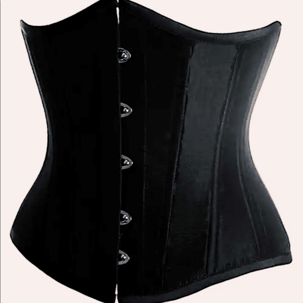 BLACK SILK UNDERBUST CORSET FREE THONG NEVER WORN